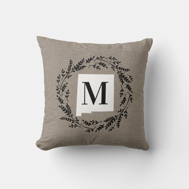 New Mexico rustieke krans monogram Sierkussen (Voorkant)