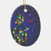 New Mexico Saguaro Cactus kerstversiering Keramisch Ornament (Achterkant)