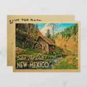 New Mexico Save the Date Rustic Cabin Mill Bossen Aankondigingskaart (Voorkant / Achterkant)