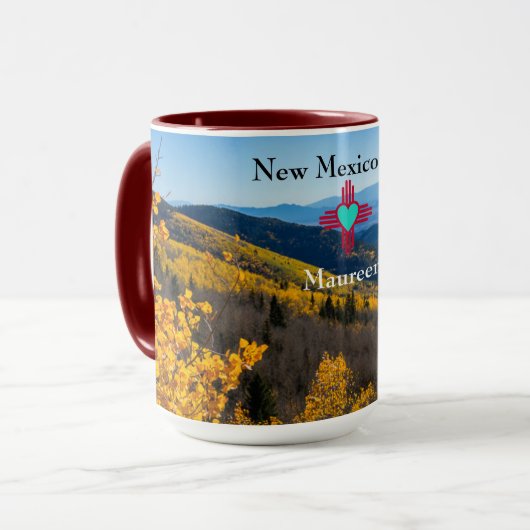 New Mexico Sky Zia Heart Personaliseer Naam Gift T Mok (Voorkant links)