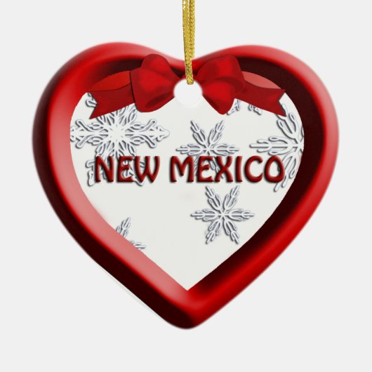 New Mexico Snowflake Heart kerstversiering Keramisch Ornament (Voorkant)