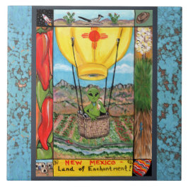 New Mexico Souvenir Alien Balballon Zia Tile Trive Tegeltje
