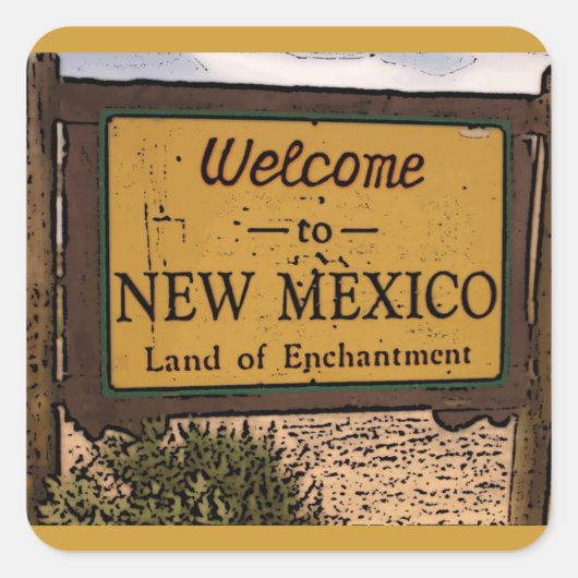 New Mexico staat welkom artistieke teken stickers (Voorkant)