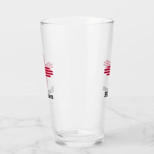 New Mexico State Flag- Zia Sun Personalized Glas (Links)