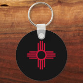 New Mexico State Flag Zia Symbol Flag Sleutelhanger (Voorkant)