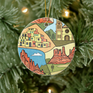 New Mexico State Map  Albuquerque Las Vegas Keramisch Ornament