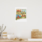 New Mexico State Map Albuquerque Las Vegas Poster (Keuken)
