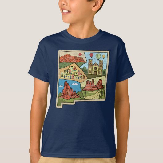 New Mexico State Map  Albuquerque Las Vegas T-shirt (Voorkant)