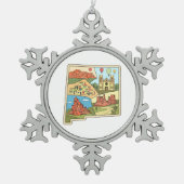 New Mexico State Map  Albuquerque Las Vegas Tin Sneeuwvlok Ornament (Voorkant)