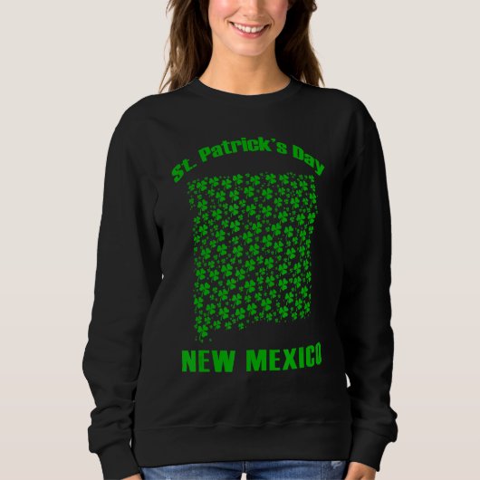 New Mexico State Map St Saint Patrick's Day Green Trui (Voorkant)