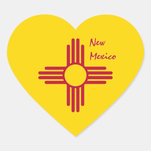New Mexico Sticker, Hart, Patriottische Mexicaanse Hart Sticker (Voorkant)