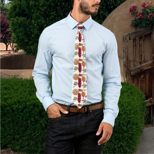 New Mexico Symbols Zia Hot Air Balloon roadrunner Stropdas