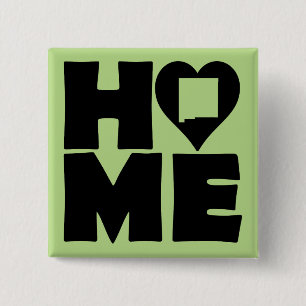 New Mexico Thuis Hart Staat Knop Badge Speld Vierkante Button 5,1 Cm