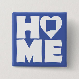 New Mexico Thuis Hart Staat Knop Badge Speld Vierkante Button 5,1 Cm