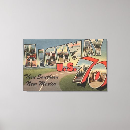 New Mexico - US Highway 70 - Large Letter Canvas Afdruk (Voorkant)