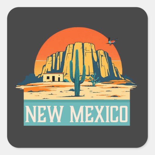 New Mexico Verenigde Staten van Amerika Vierkante Sticker (Voorkant)