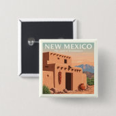  New Mexico Vierkante Button 5,1 Cm (Voorkant /achterkant)