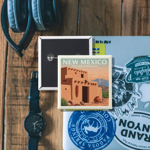  New Mexico Vierkante Button 5,1 Cm