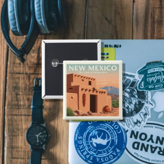  New Mexico Vierkante Button 5,1 Cm