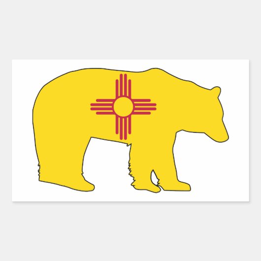 New Mexico Vlag Dragend Rechthoekige Sticker (Voorkant)
