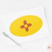 New Mexico* Vlag Euro-stijl Oval Ovale Sticker (Envelop)