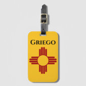 New Mexico vlag met Zia symbool Bagagelabel (Voorkant (verticaal))