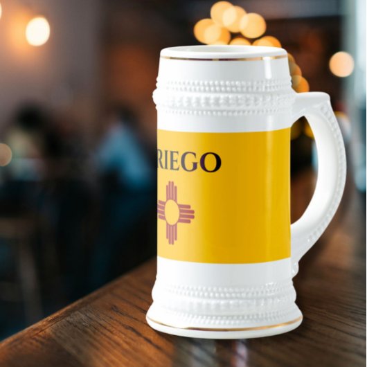 New Mexico vlag met Zia symbool Bierpul