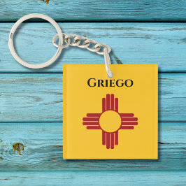 New Mexico vlag met Zia symbool Sleutelhanger