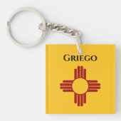 New Mexico vlag met Zia symbool Sleutelhanger (voorkant)