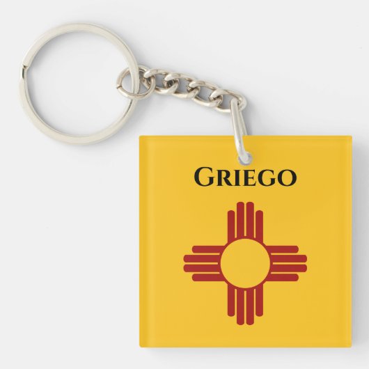New Mexico vlag met Zia symbool Sleutelhanger (voorkant)