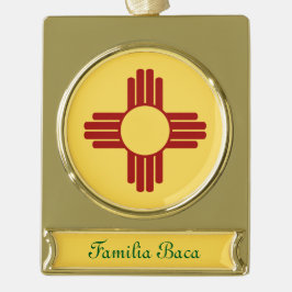 New Mexico vlag met Zia symbool Verguld Banner Ornament