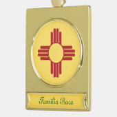 New Mexico vlag met Zia symbool Verguld Banner Ornament (Links)