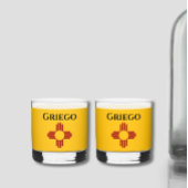 New Mexico vlag met Zia symbool Whisky Glas