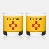 New Mexico vlag met Zia symbool Whisky Glas (Voorkant)