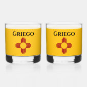 New Mexico vlag met Zia symbool Whisky Glas (Achterkant)