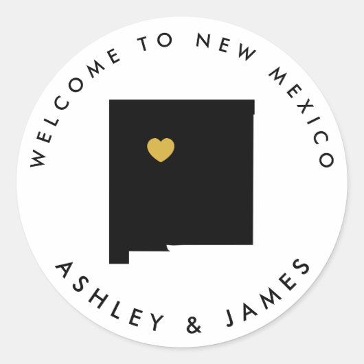 New Mexico Wedding Welcome Sticker, Treat Box Bag Ronde Sticker (Voorkant)