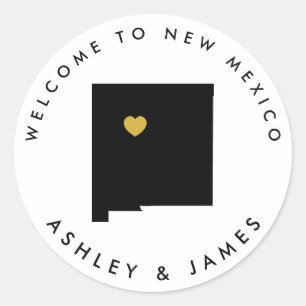 New Mexico Wedding Welcome Sticker, Treat Box Bag Ronde Sticker