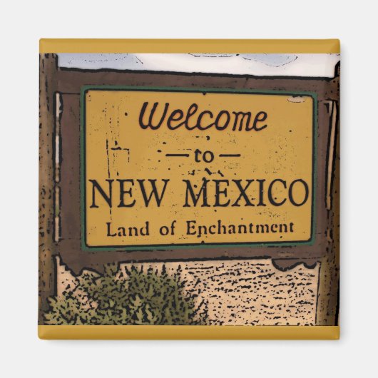 New Mexico welkom teken kunstzinnige magneet (Voorkant)