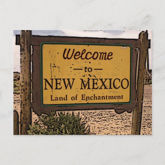 New Mexico welkomstbord artistiek briefkaart (Voorkant)
