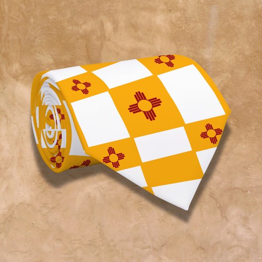 New Mexico Zia Geel Rood Wit Pleinen Stropdas