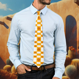 New Mexico Zia Geel Rood Wit Pleinen Stropdas