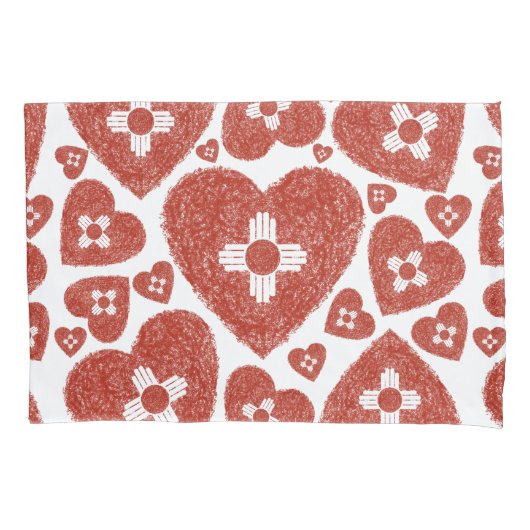 New Mexico Zia Heart Red White Kussensloop (Voorkant-Links)