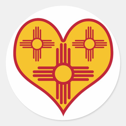 New Mexico Zia Heart Ronde Sticker (Voorkant)