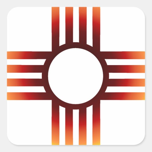 New Mexico Zia Sun Fire Vierkante Sticker (Voorkant)