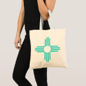 New Mexico Zia Sun in Turquoise Blue Tote Bag (Voorkant (product))