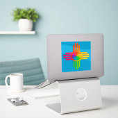 New Mexico Zia Sun Neon Sticker (Laptop op bureau)