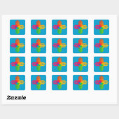 New Mexico Zia Sun Neon Vierkante Sticker (Vel)