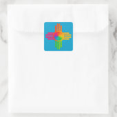 New Mexico Zia Sun Neon Vierkante Sticker (Tas)