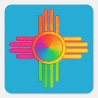New Mexico Zia Sun Neon Vierkante Sticker