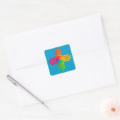 New Mexico Zia Sun Neon Vierkante Sticker (Envelop)